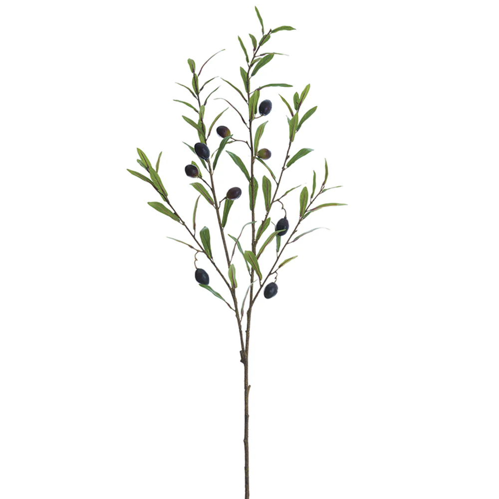 38" Silk Olive w/Berries Stem -Green/Burgundy (Pack of 12)