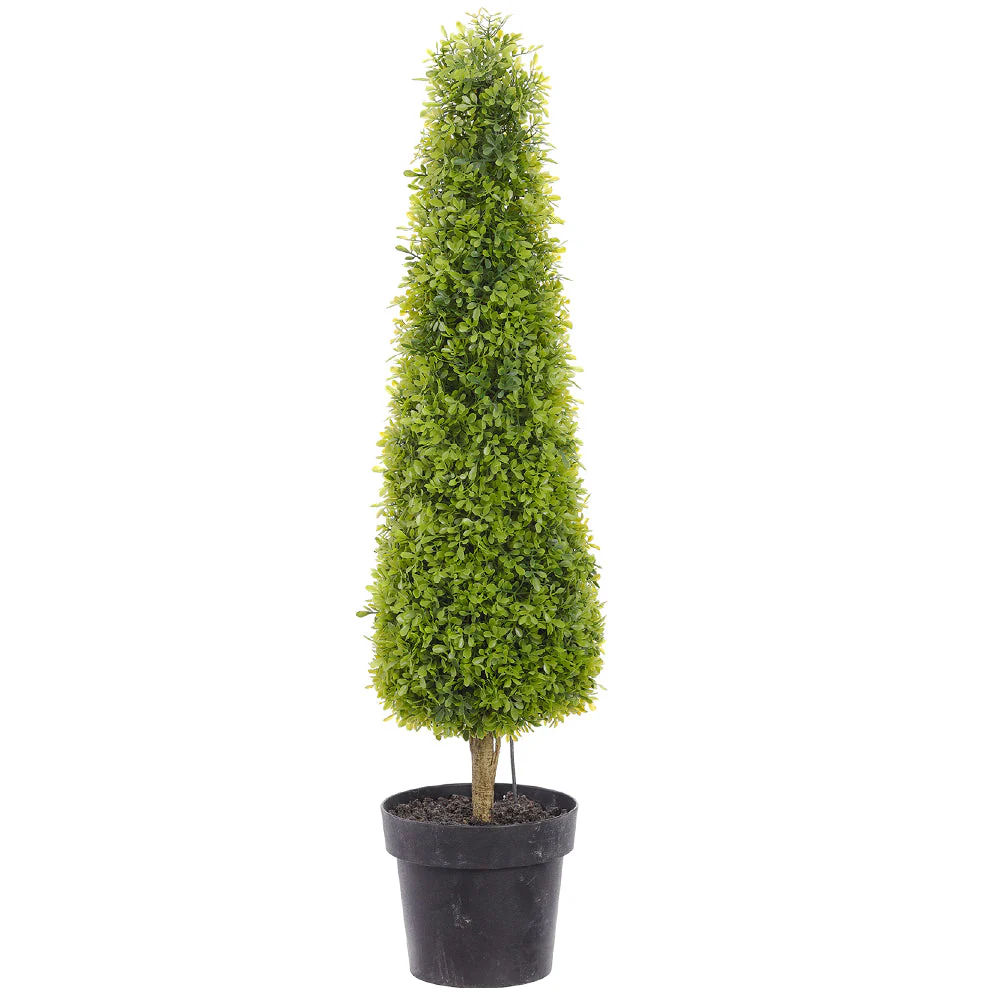 39.5" Boxwood Cone-Shaped Artificial Topiary Plant w/Pot -Green (Pack of 2)