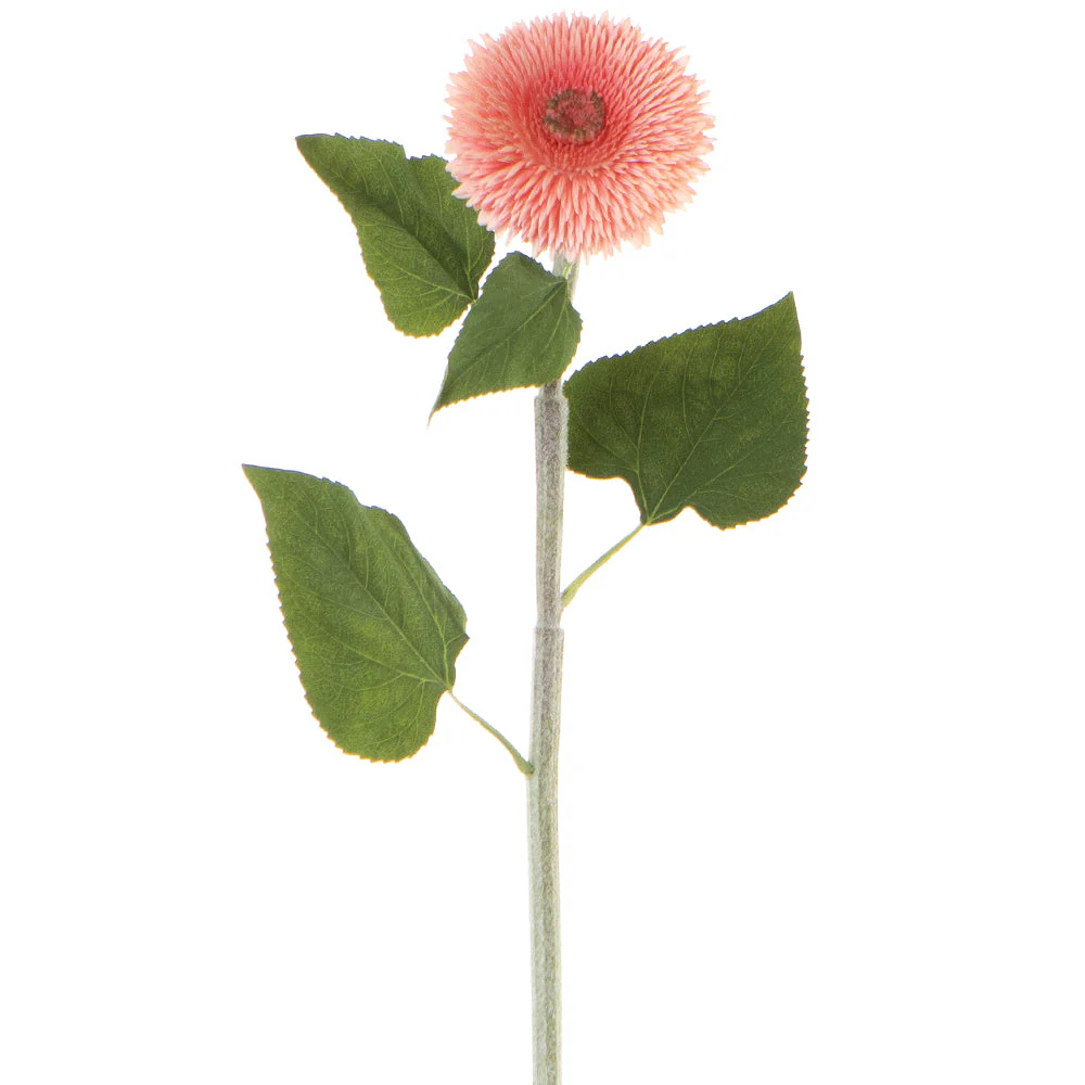 39.5" Real Touch Teddy Bear Sunflower Silk Flower Stem -Pink (Pack of 6)
