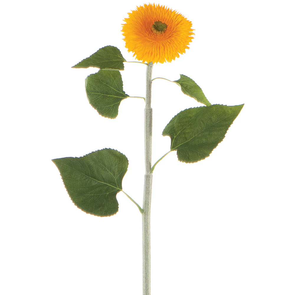 39.5" Real Touch Teddy Bear Sunflower Silk Flower Stem -Yellow (Pack of 6)