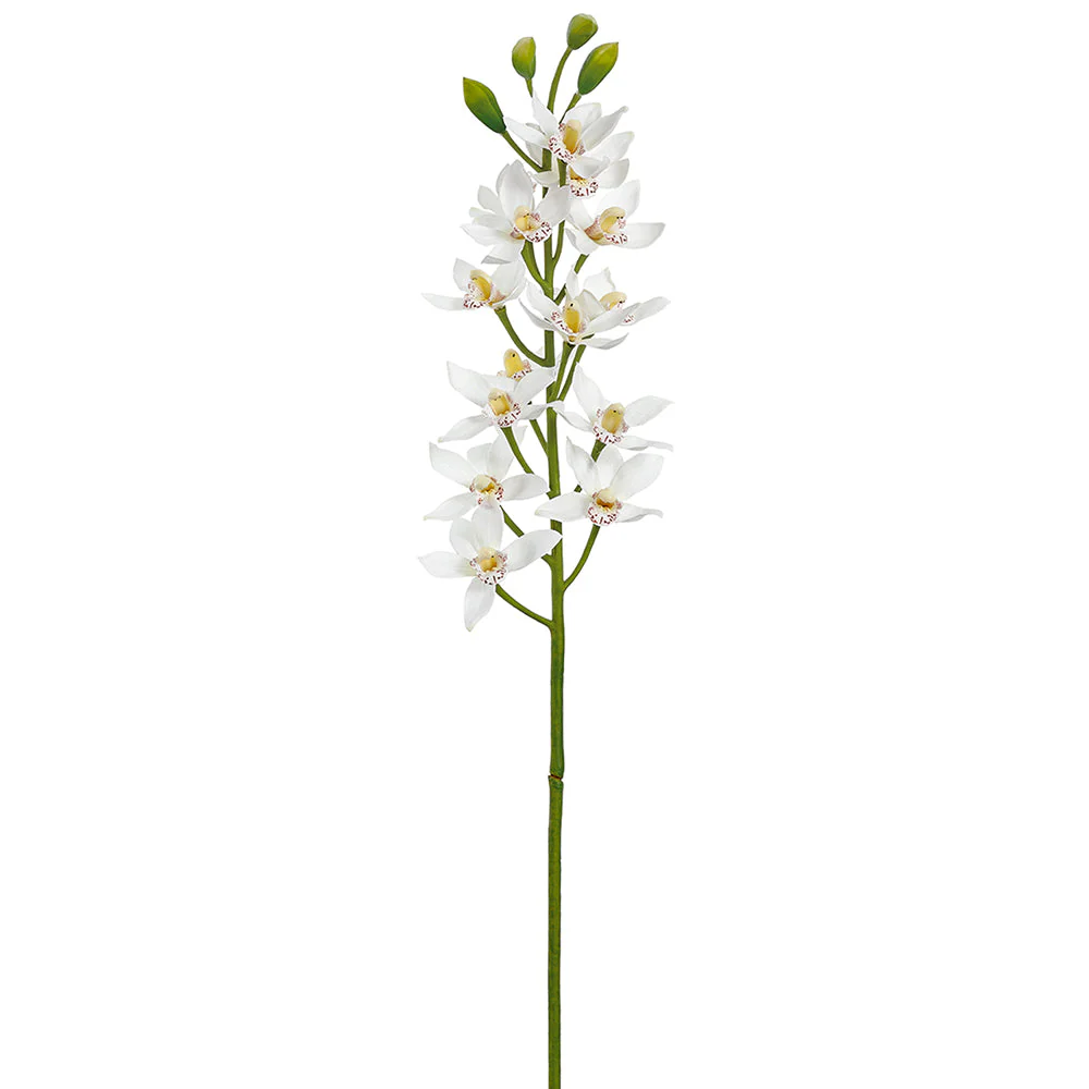 39" Dendrobium Orchid Silk Flower Stem -White (Pack of 12)