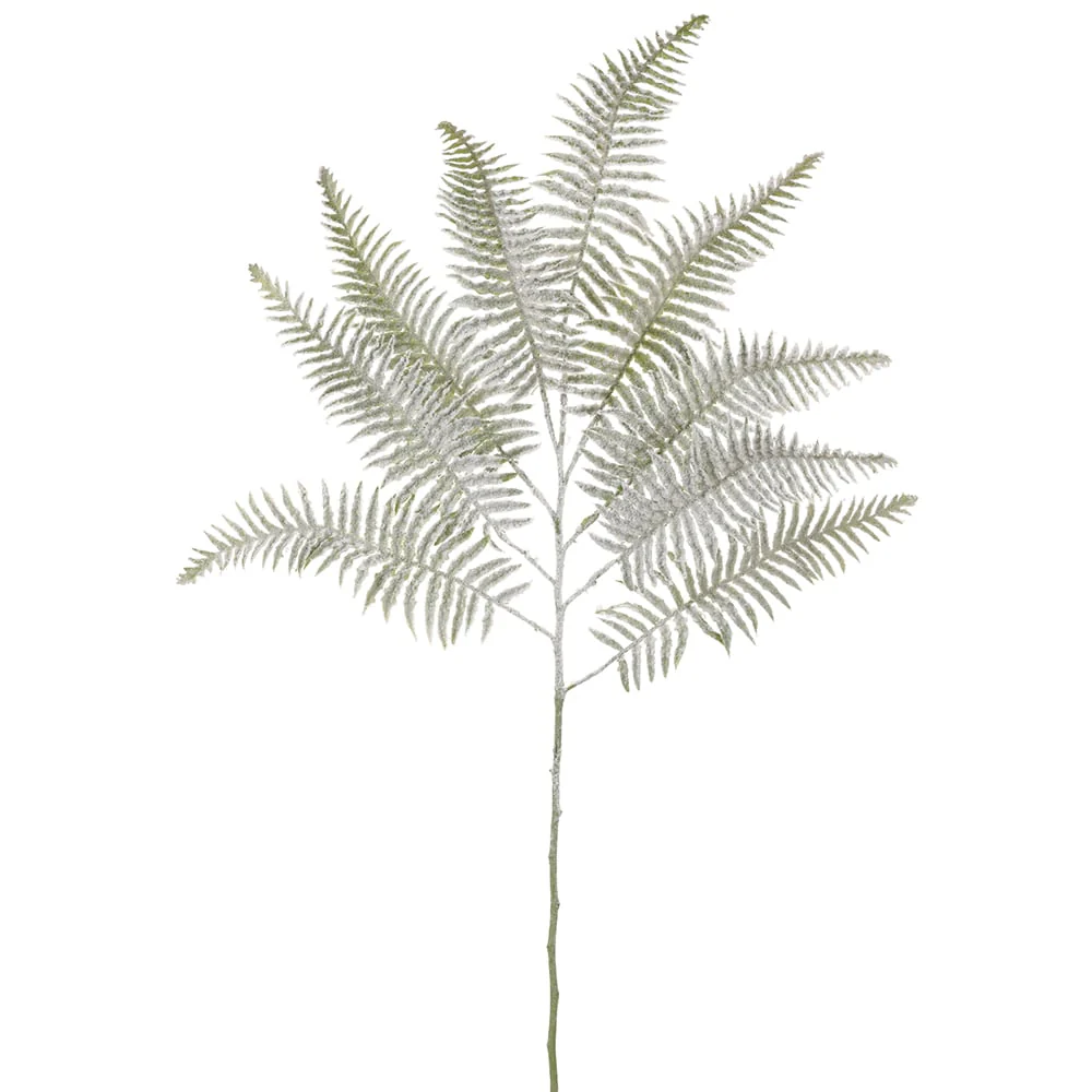39" Flocked Artificial Fern Stem -Green (Pack of 12)