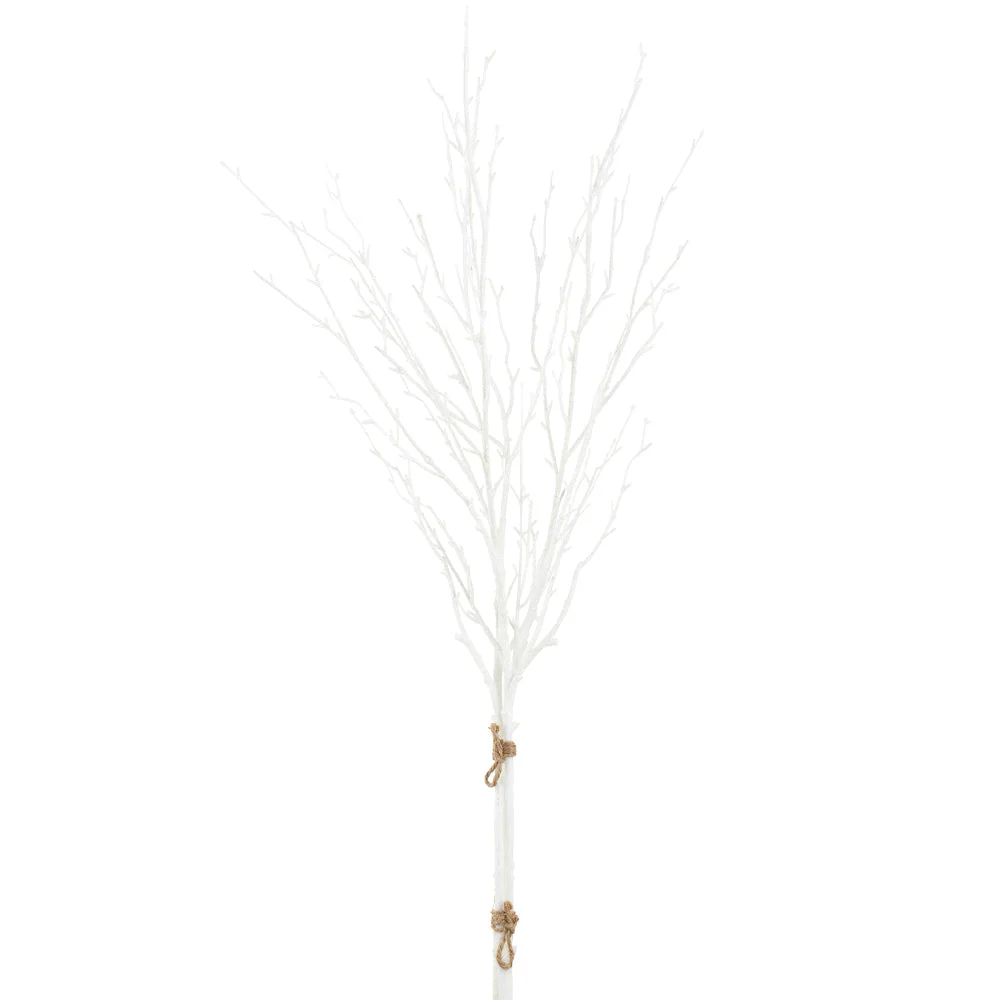 39" Flocked Artificial Twig Stem Bundle -White (Pack of 8)