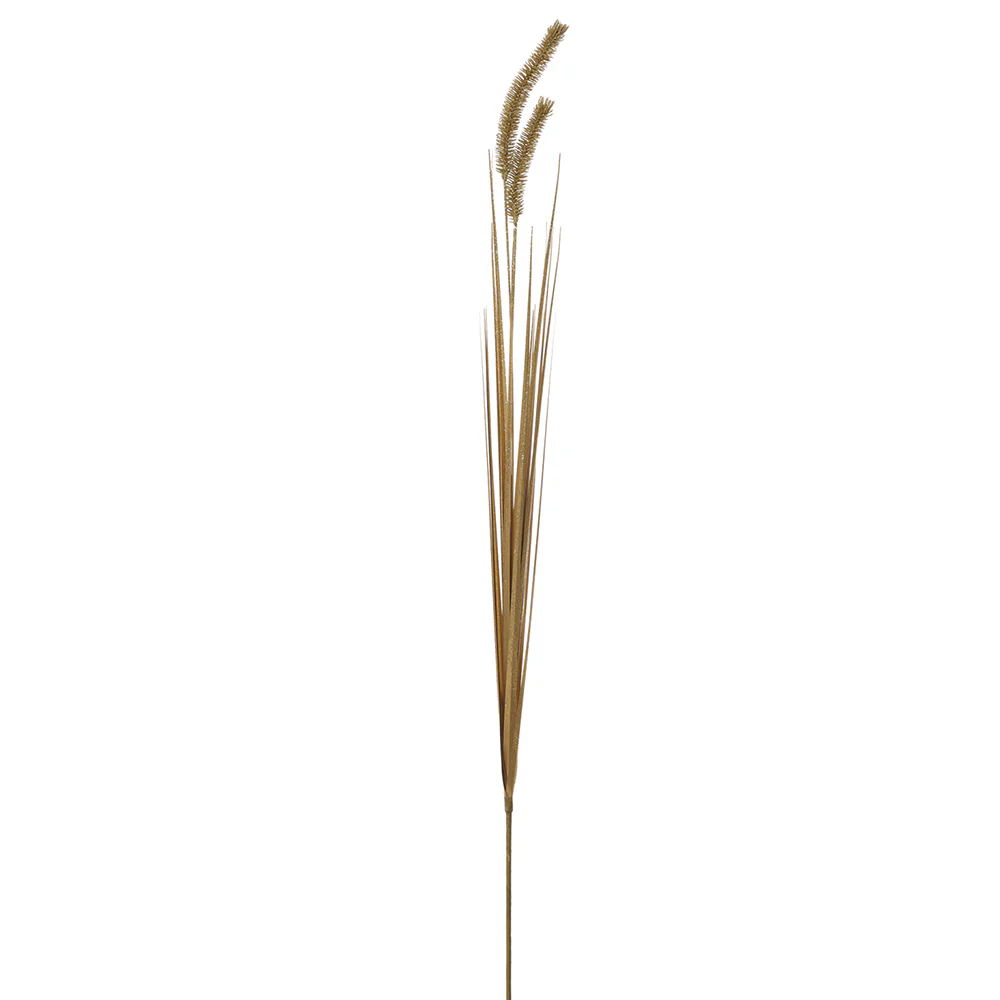 39" Glittered Artificial Cattail Grass Stem -Gold (Pack of 12)