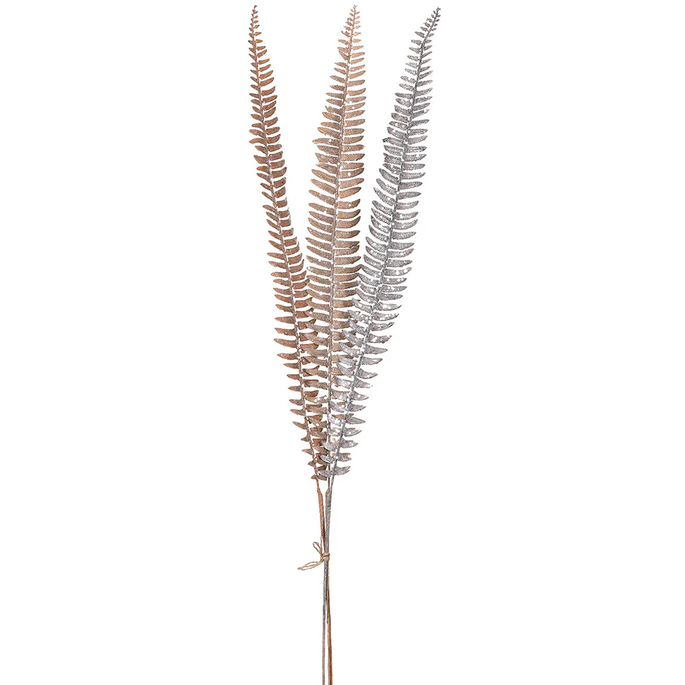 39" Glittered Artificial Fern Leaf Stem Bundle -Mixed Colors (Pack of 12)