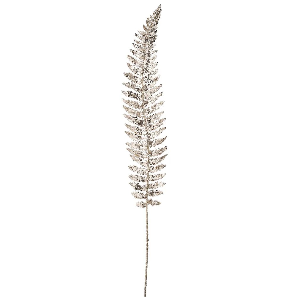 39" Glittered Artificial Fern Stem -Champagne (Pack of 12)