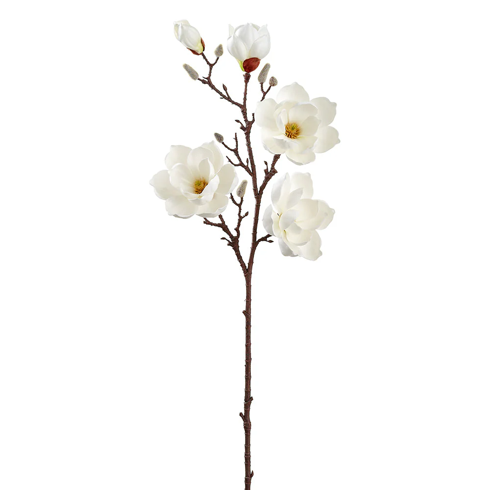 39" Magnolia Silk Flower Stem -White (Pack of 6)