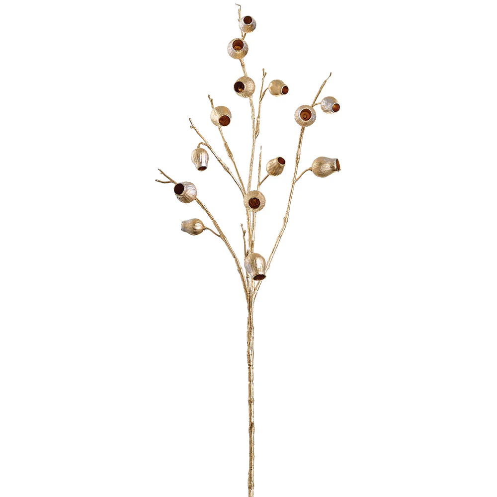 39" Metallic Faux Eucalyptus Leaf Stem -Gold (Pack of 12)