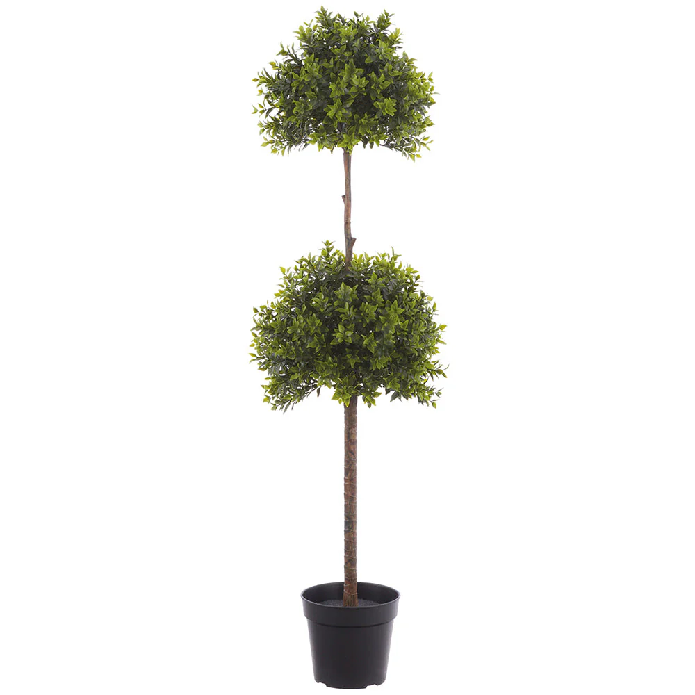 39" Outdoor UV-Resistant Artificial Double Boxwood Ball-Shaped Topiary w/Pot -Green (Pack of 2)
