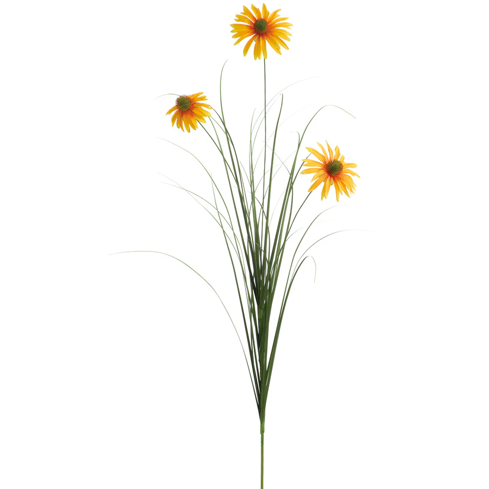 39" Rudbeckia Black-Eyed Susan & Grass Silk Flower Stem -Yellow (Pack of 20)