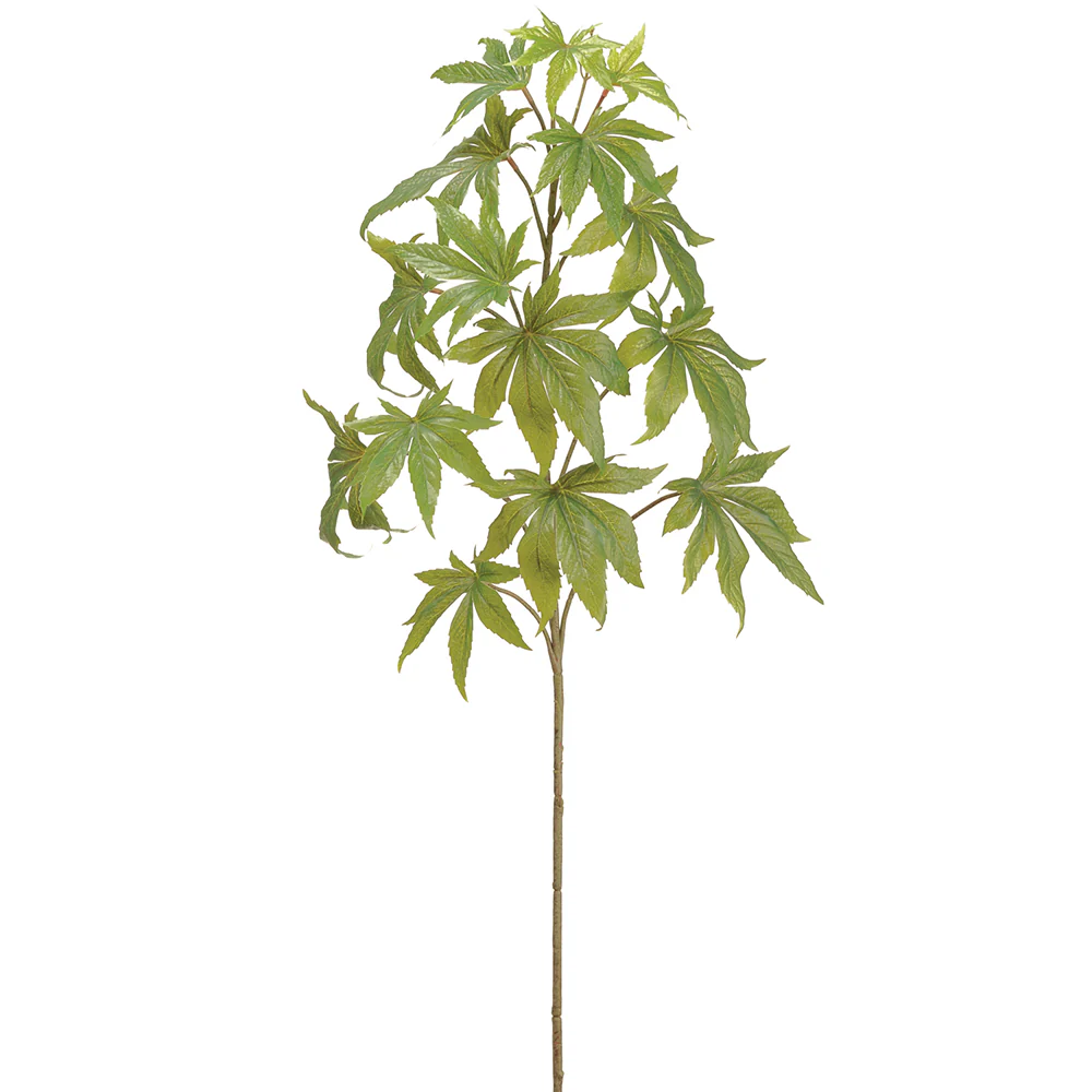 39" Silk Marijuana Leaf Stem -Green (Pack of 6)
