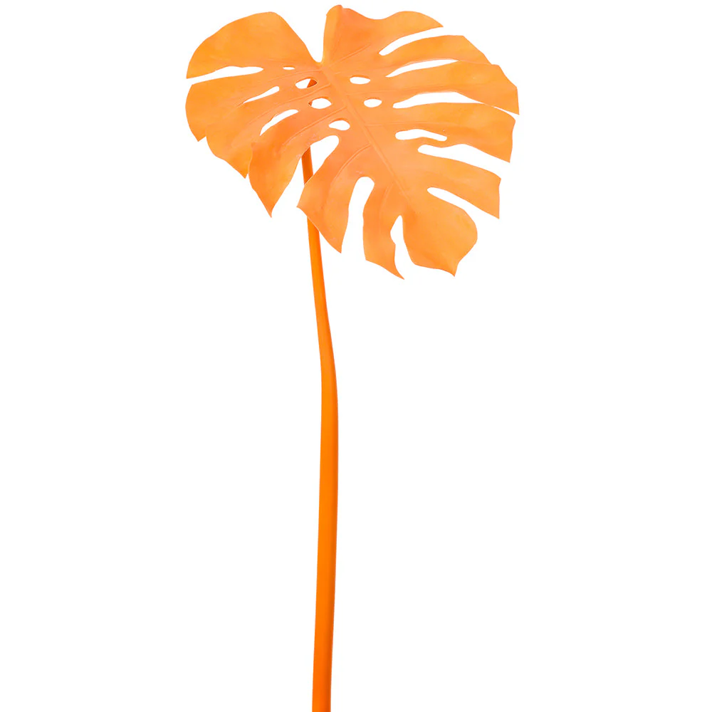 39" Split Leaf Philodendron Monstera Silk Leaf Stem -Orange (Pack of 12)