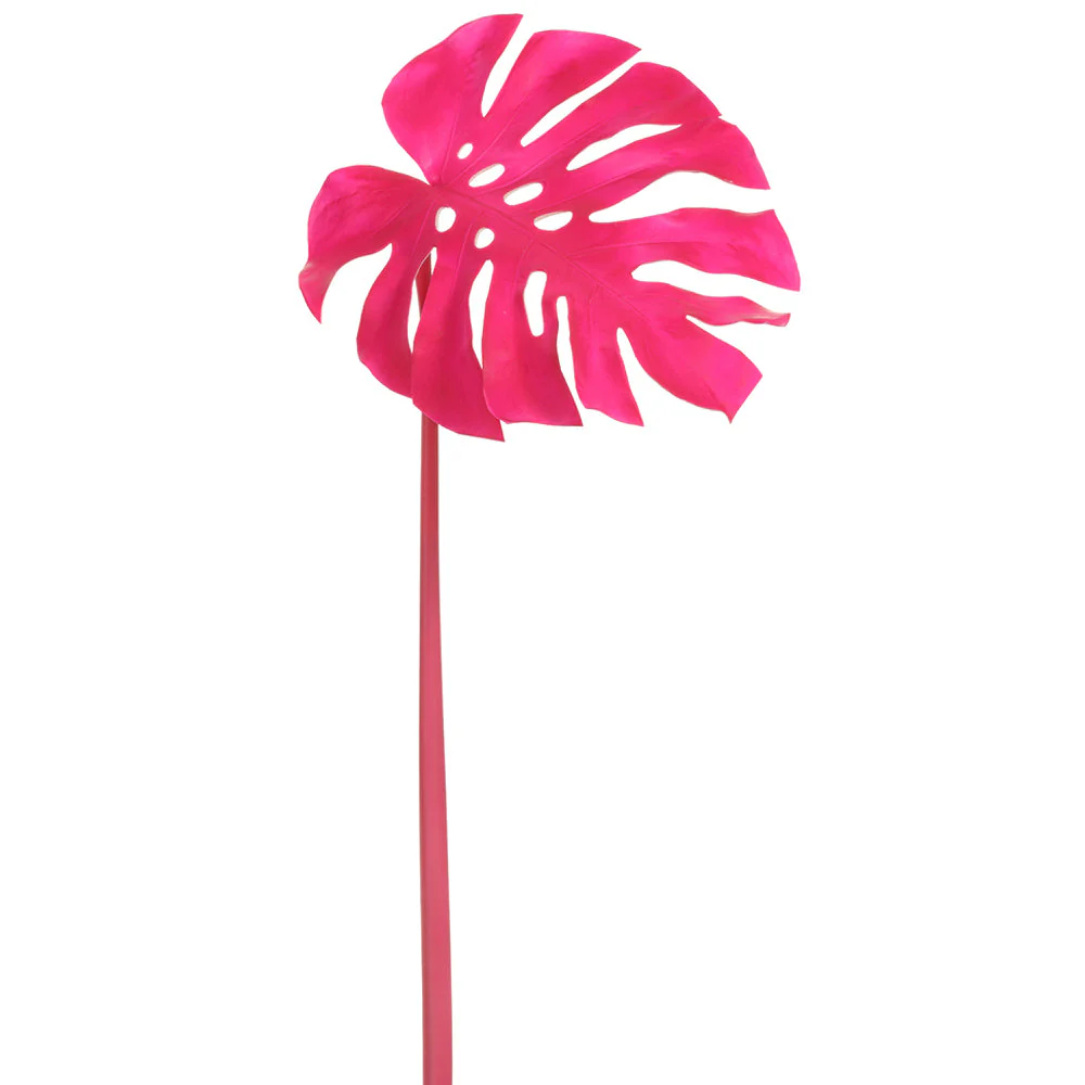 39" Split Leaf Philodendron Monstera Silk Leaf Stem -Pink (Pack of 12)