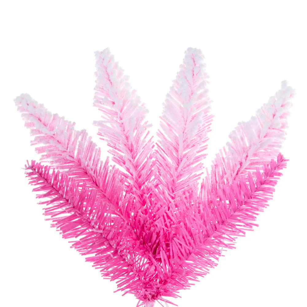 3'Hx16"W Flocked Fir Artificial Christmas Tree, Unlit -Pink/White - Image 2