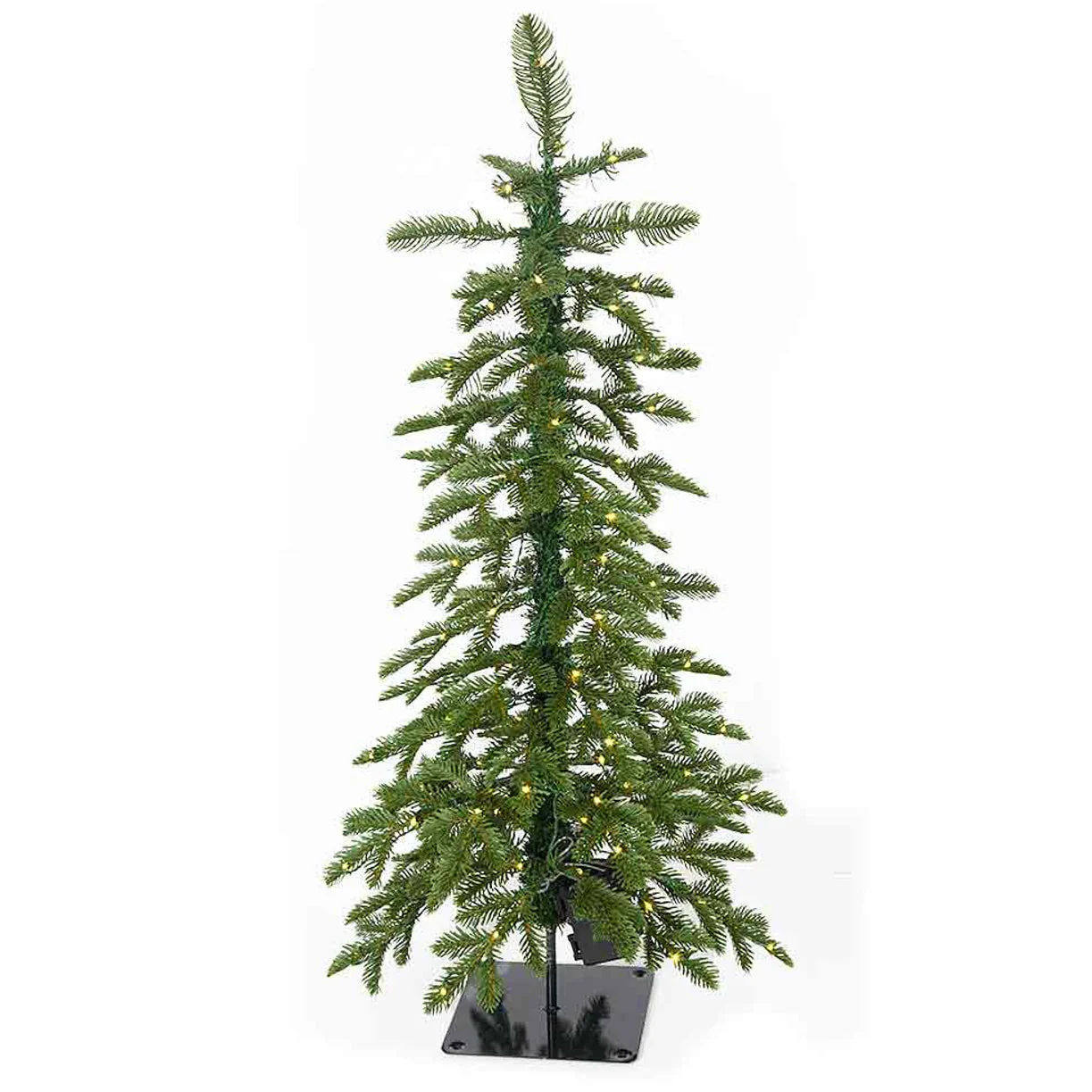 3'Hx16"W PE Celina Fir Artificial Christmas Tree w/Metal Base, Battery LED Pre-Lit -Green