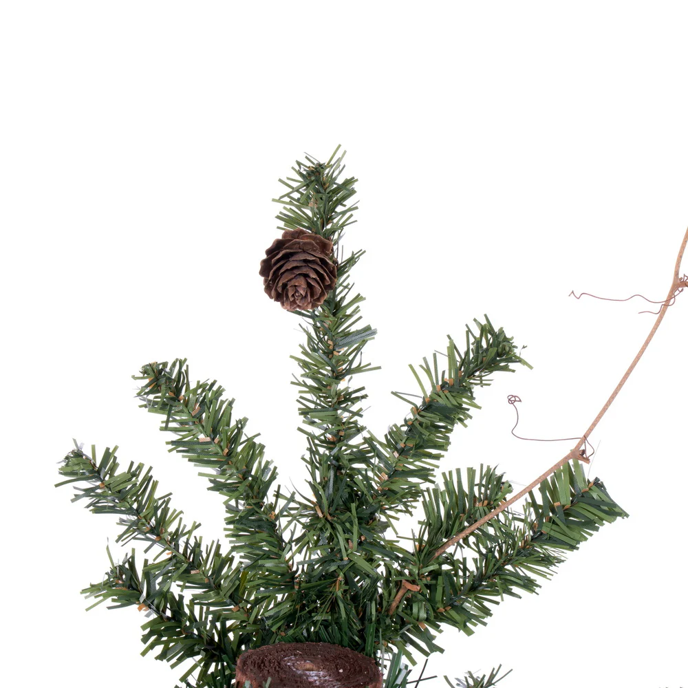 3'Hx22"W Natural Trunk Alpine Artificial Christmas Tree With Pinecone & Vines, Unlit -Green - Image 2