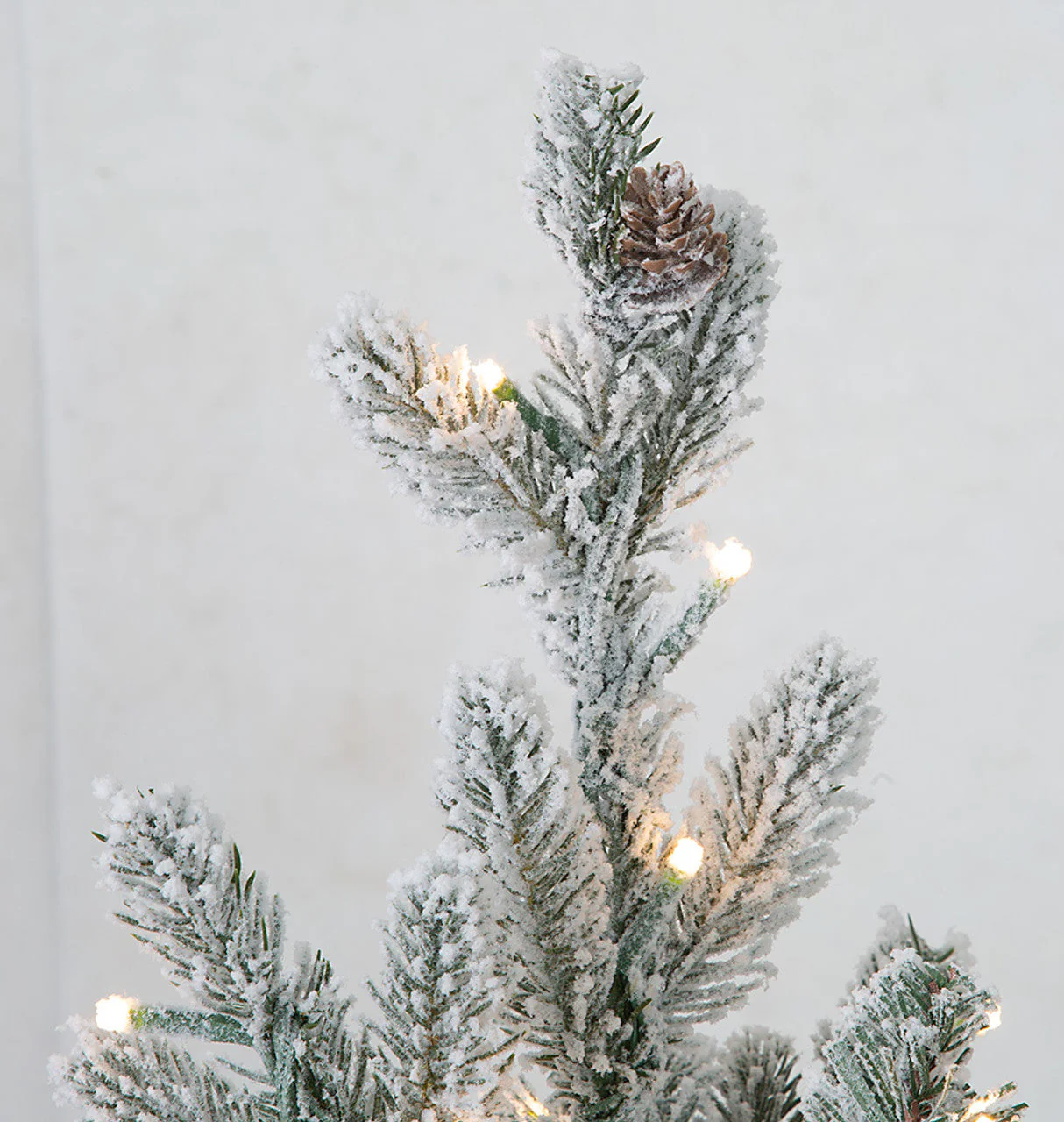 3'Hx22"W PE Flocked Spruce Artificial Table Christmas Tree w/Burlap Base, Micro LED Pre-Lit -White/Green - Image 2