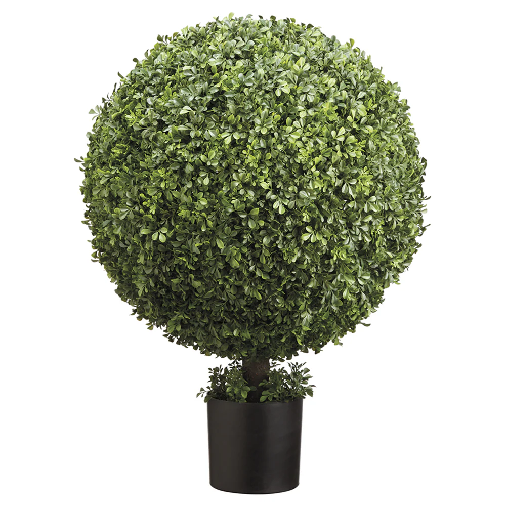3'Hx23"W Boxwood Ball-Shaped Artificial Topiary Tree w/Pot -Green