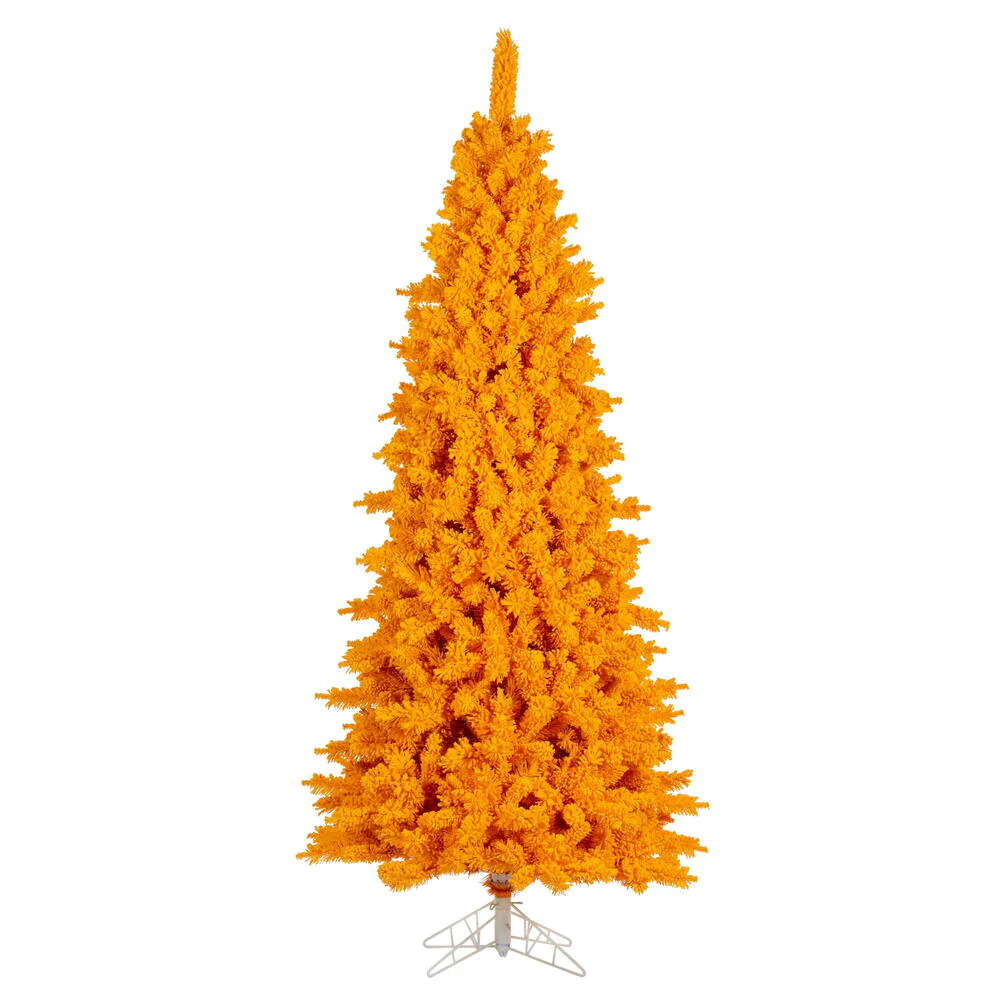 3'Hx25"W Flocked Slim Fir Artificial Christmas Tree, Unlit -Yellow