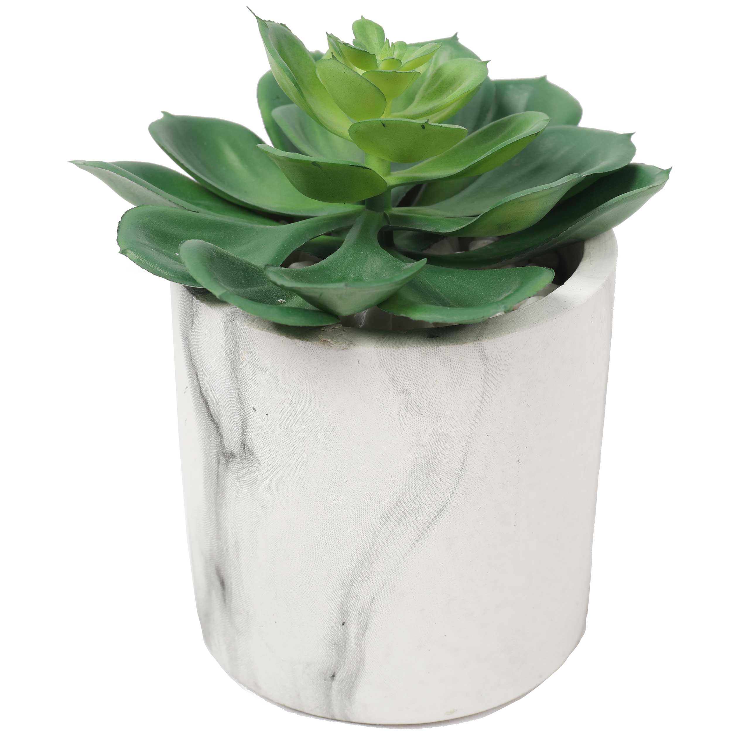 4.75" Set Of Assorted Succulent Artificial Plants w/Fake Marble Pots -Green/Burgundy - Image 5