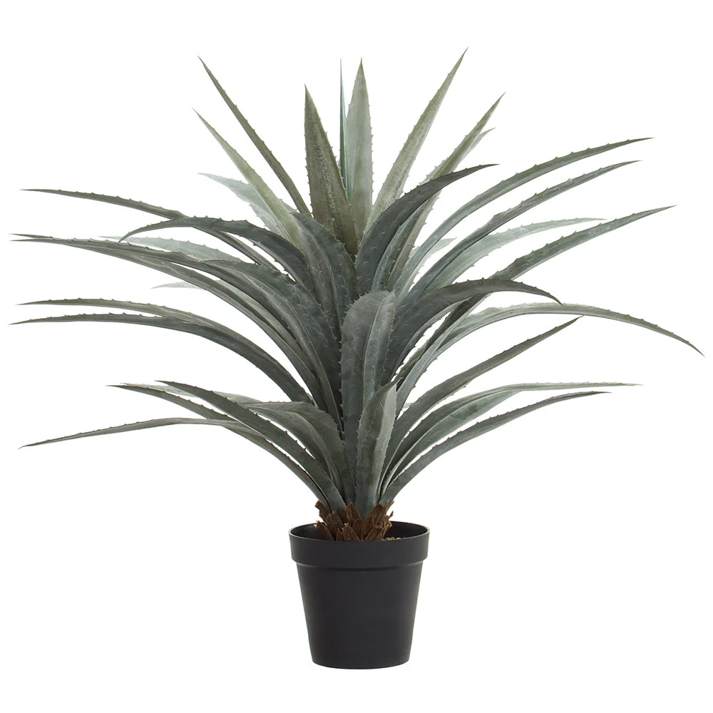 4' Artificial Agave Plant w/Plastic Pot -Green/Gray