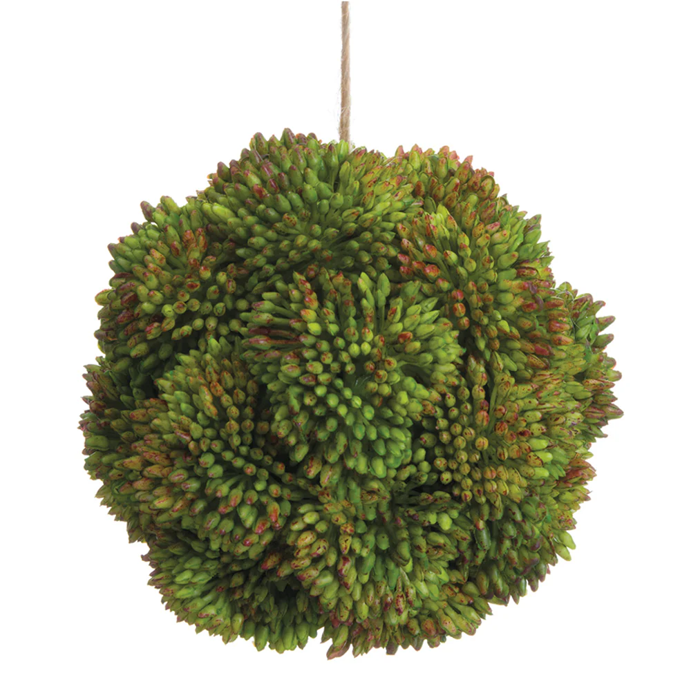 4" Hanging Sedum Ball-Shaped Artificial Topiary -Green (Pack of 6)