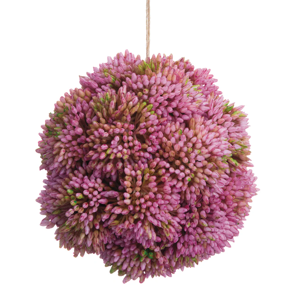 4" Hanging Sedum Ball-Shaped Artificial Topiary -Mauve (Pack of 6)