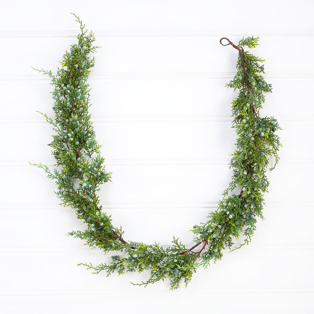 4' Juniper w/Berry Artificial Garland -Green (Pack of 6) - Image 2