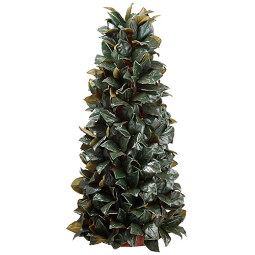 4' Magnolia Leaf Cone-Shaped Artificial Topiary -Green (Pack of 2)
