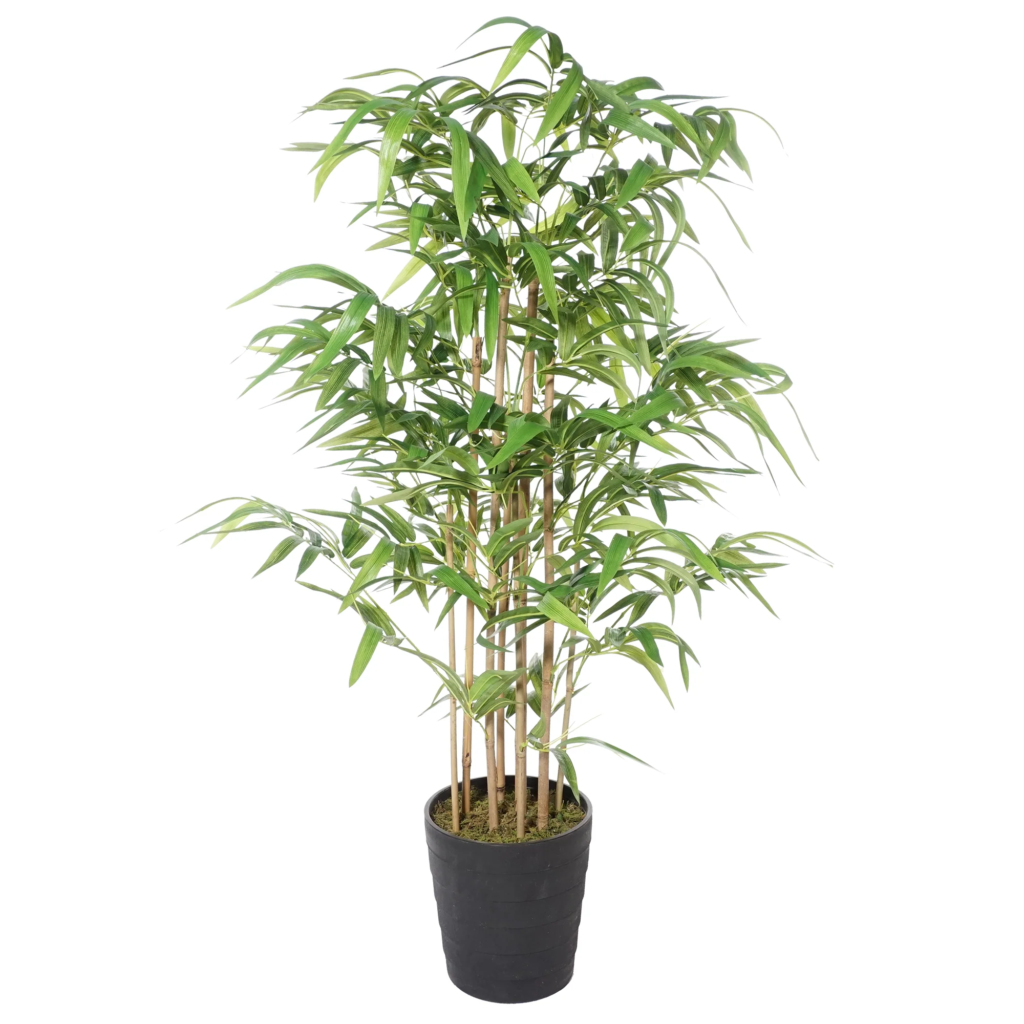 4' Natural Trunk Silk Bamboo Tree w/Pot -Green