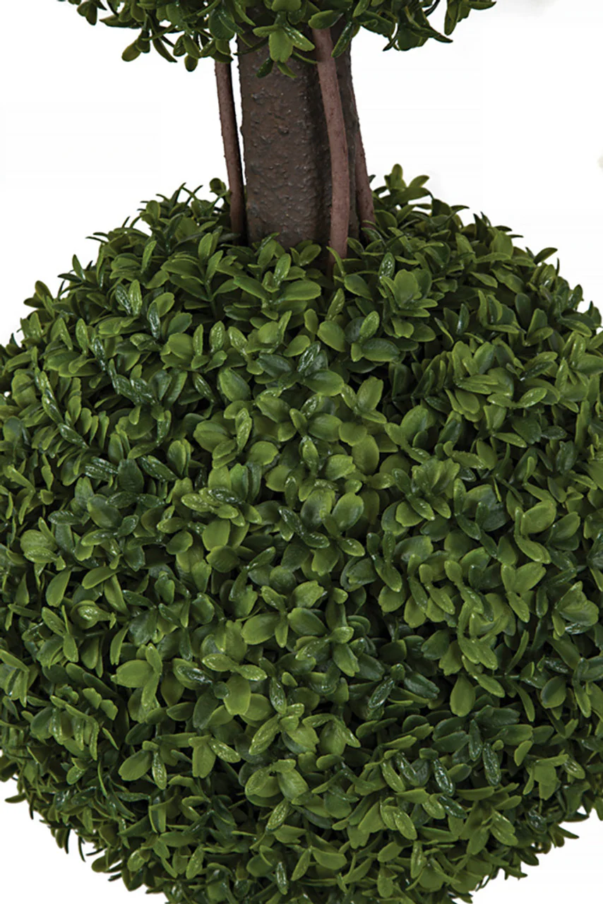 4' Outdoor UV-Proof Artificial English Boxwood Double Ball-Shaped Artificial Topiary Tree w/Pot -2 Tone Green - Image 2