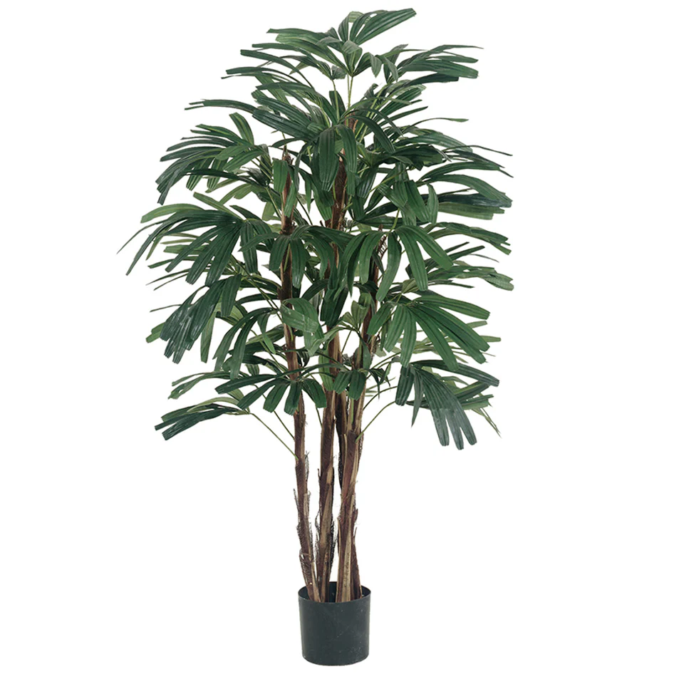 4' Rhapis Silk Palm Tree w/Pot -2 Tone Green