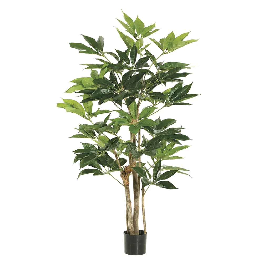 4' Schefflera Silk Tree w/Pot -Green (Pack of 2)