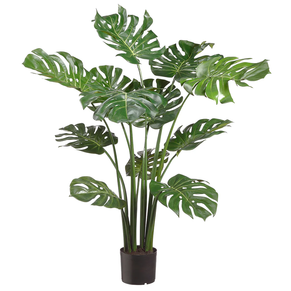 4' Silk Split Philodendron Monstera Plant w/Plastic Pot -Green (Pack of 2)