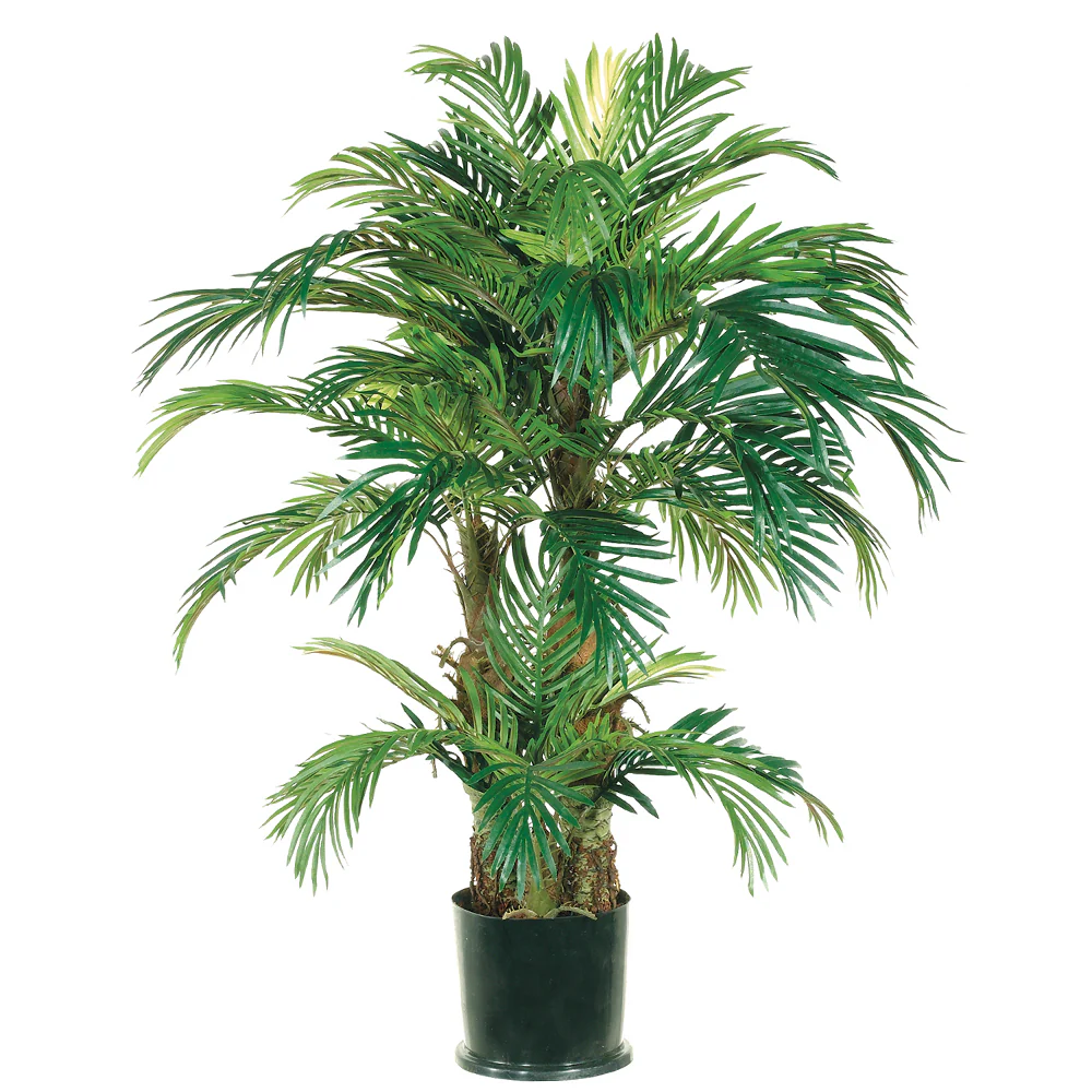 4' Triple Trunk Phoenix Silk Palm Tree w/Pot -Green