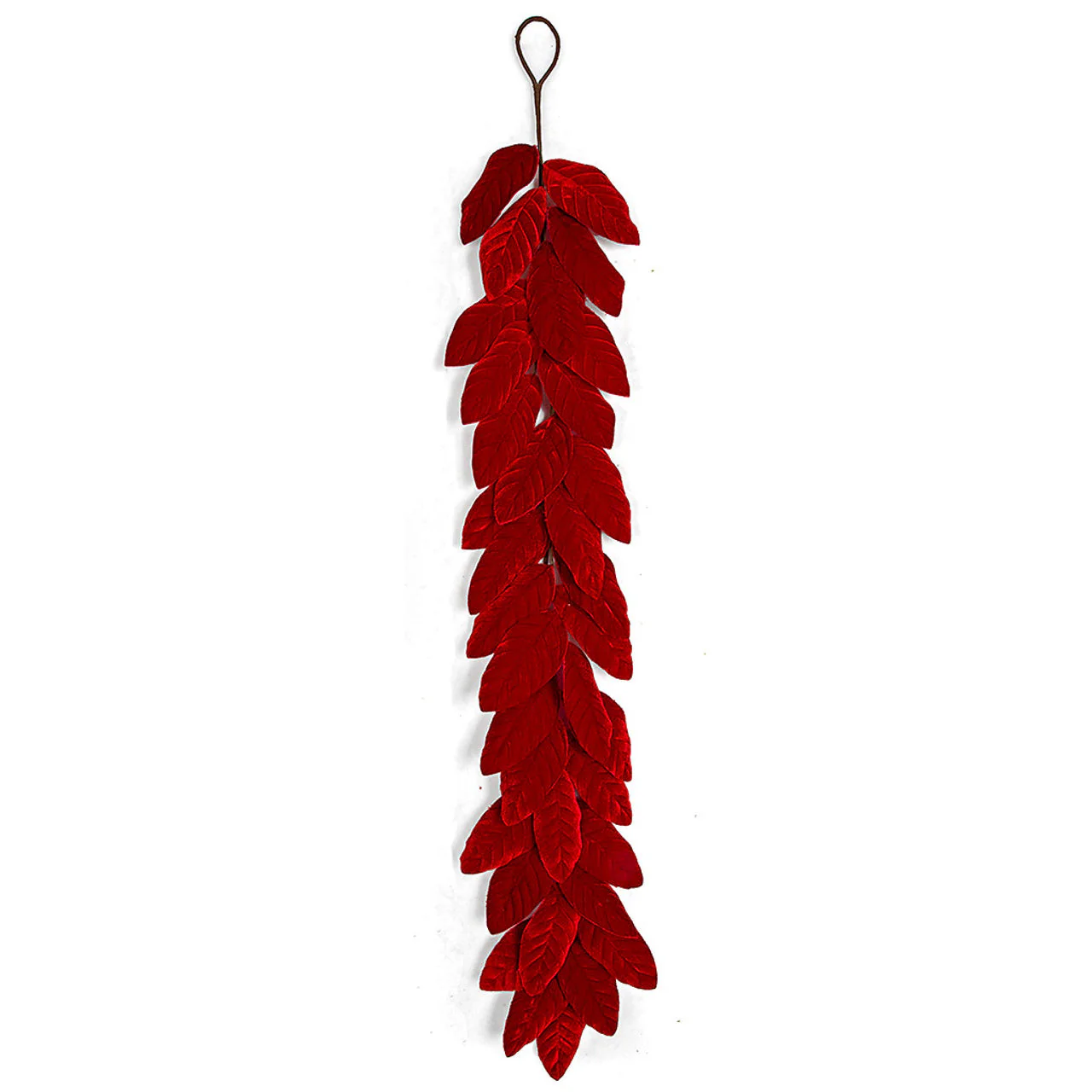 4' Velvet Artificial Magnolia Leaf Garland -Red (Pack of 12)