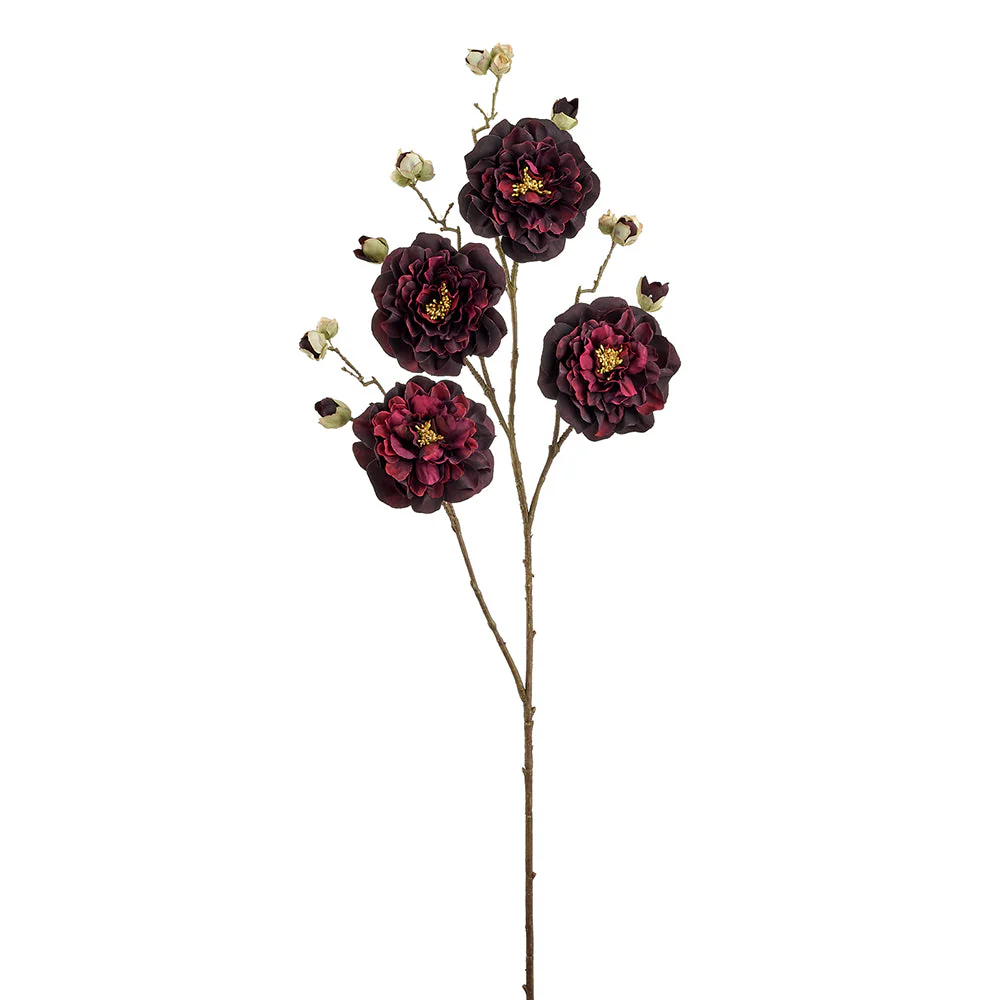40.5" Camellia Silk Flower Stem -Burgundy (Pack of 6)