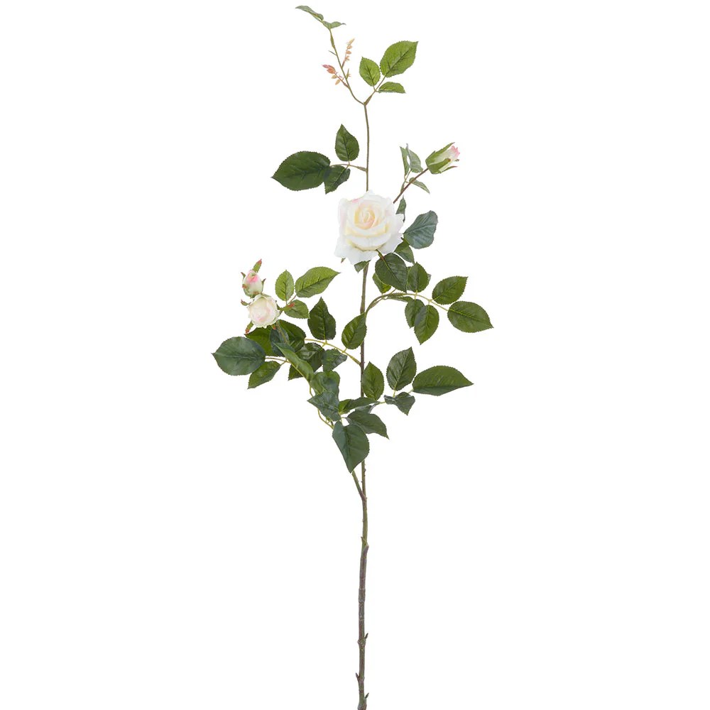 40.5" Real Touch Rose Faux Flower Stem -White/Blush (Pack of 6)