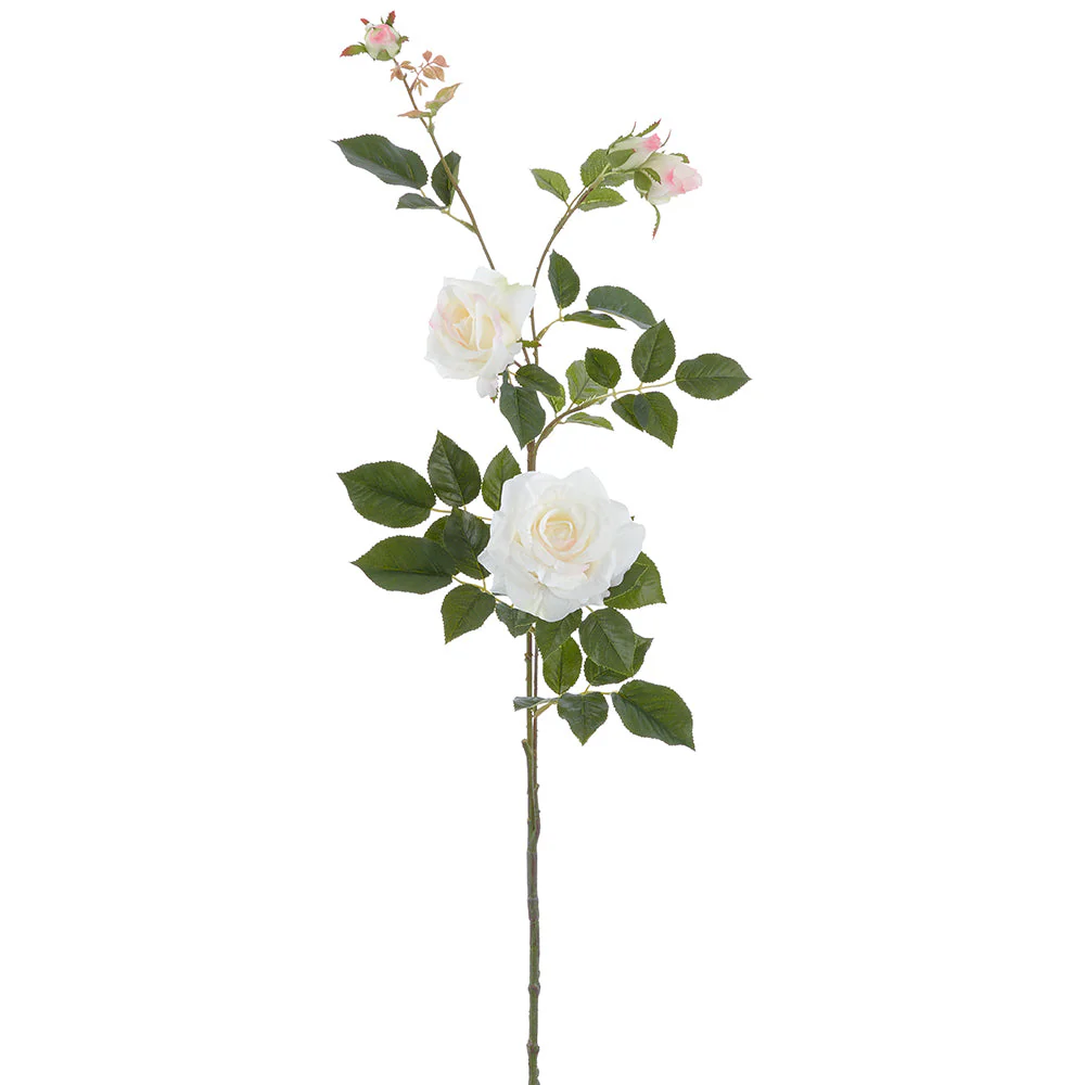 40.5" Real Touch Rose Silk Flower Stem -White/Blush (Pack of 6)
