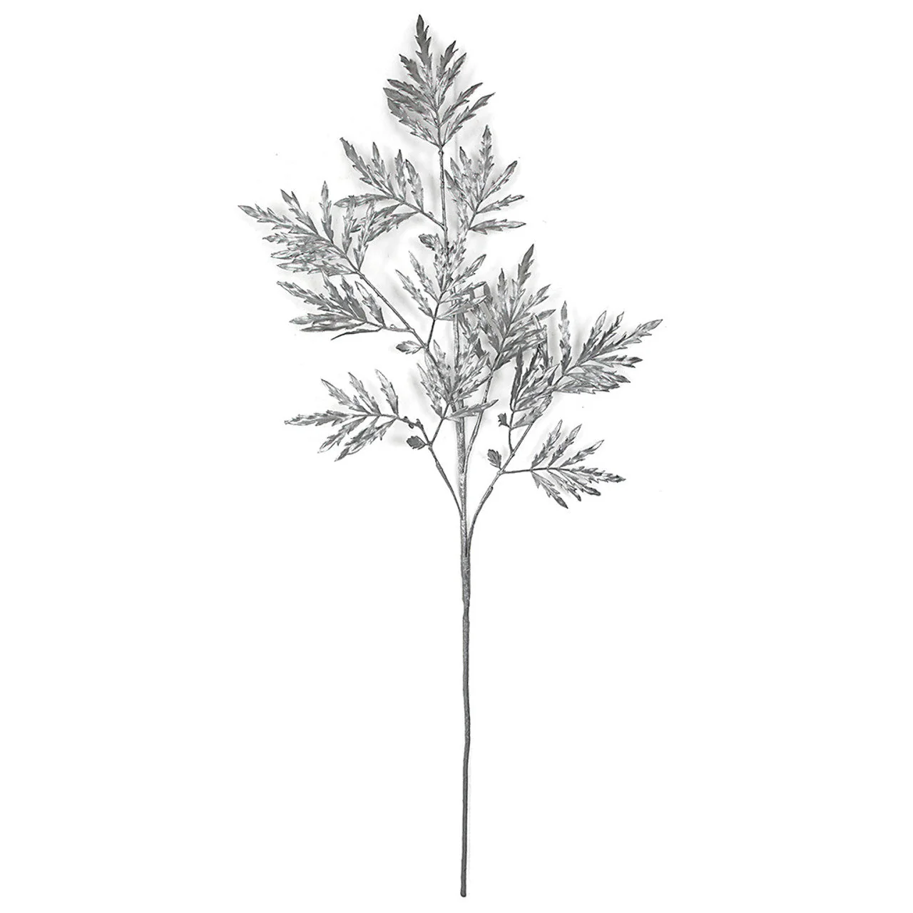 40" Metallic Artificial Fern Leaf Stem -Silver (Pack of 12)