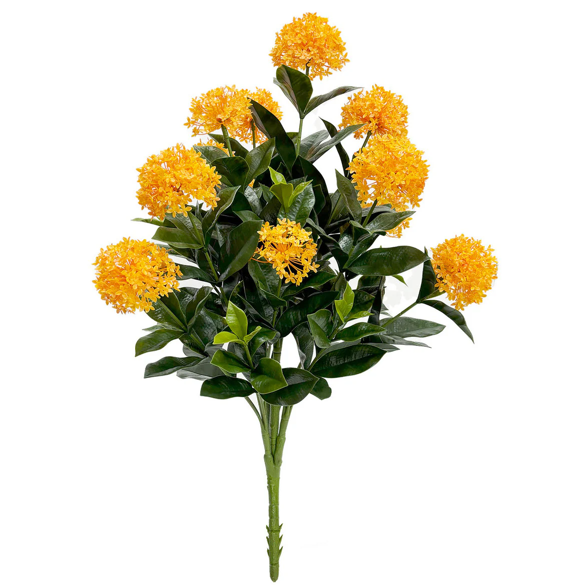 40" Outdoor UV-Proof Artificial Jungle Geranium Ixora Flower Bush -Yellow (Pack of 2)