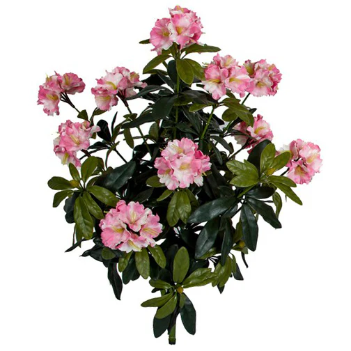 40" Outdoor UV-Proof Artificial Rhododendron Flower Bush -Pink/White (Pack of 2)
