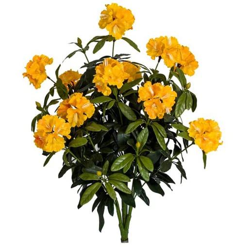 40" Outdoor UV-Proof Artificial Rhododendron Flower Bush -Yellow (Pack of 2)