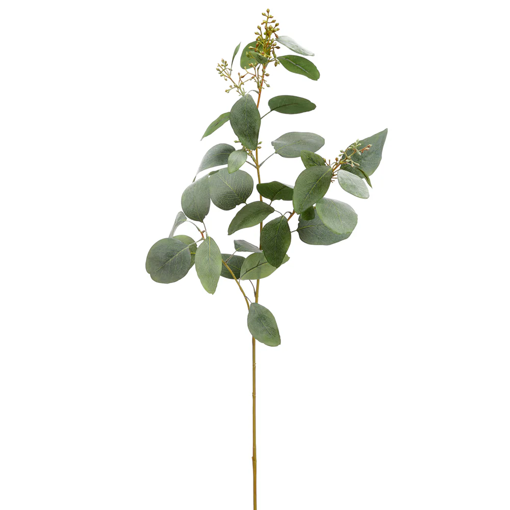 40" Seeded Silk Eucalyptus Leaf Stem -Green/Gray (Pack of 12)