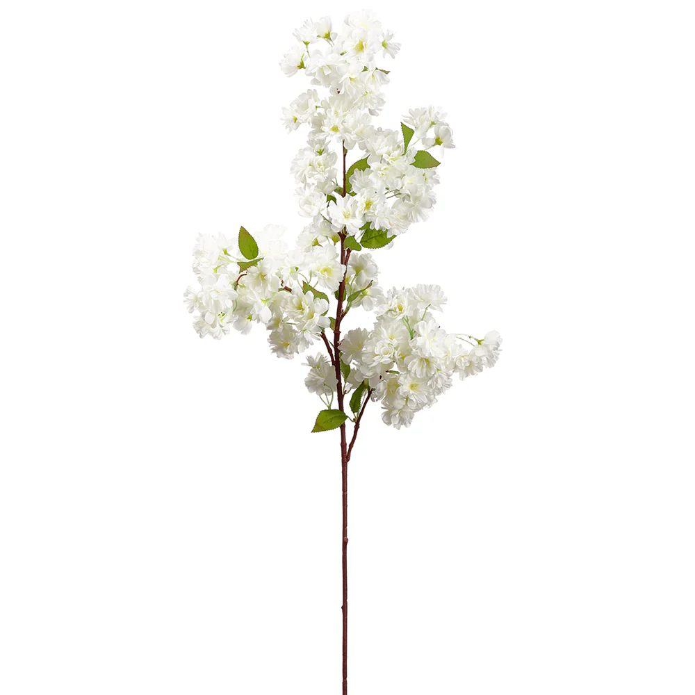 40" Silk Cherry Tree Blossom Flower Stem -Cream (Pack of 12)