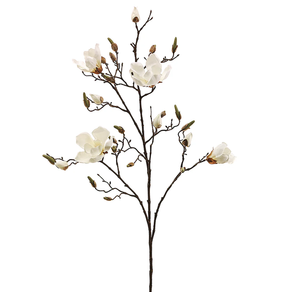 40" Silk Magnolia Flower Spray -Cream (Pack of 6)