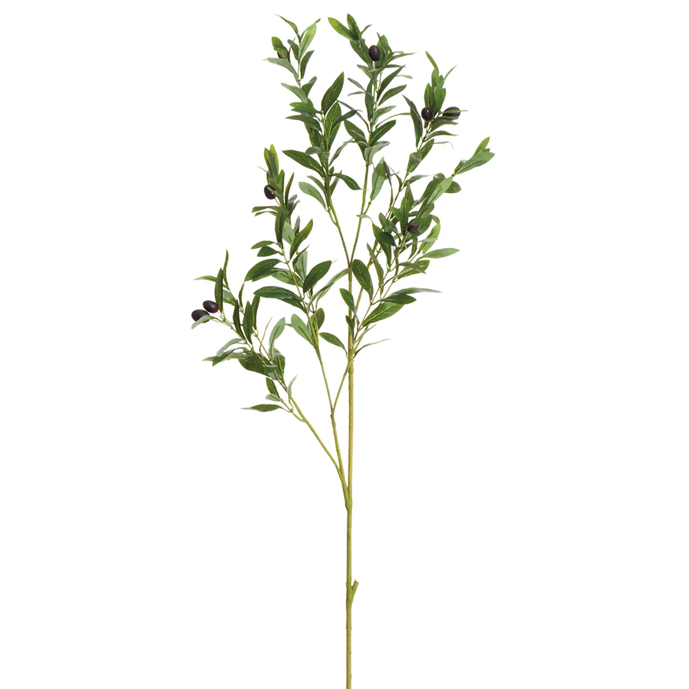 40" Silk Olive w/Berries Stem -Green/Burgundy (Pack of 12)