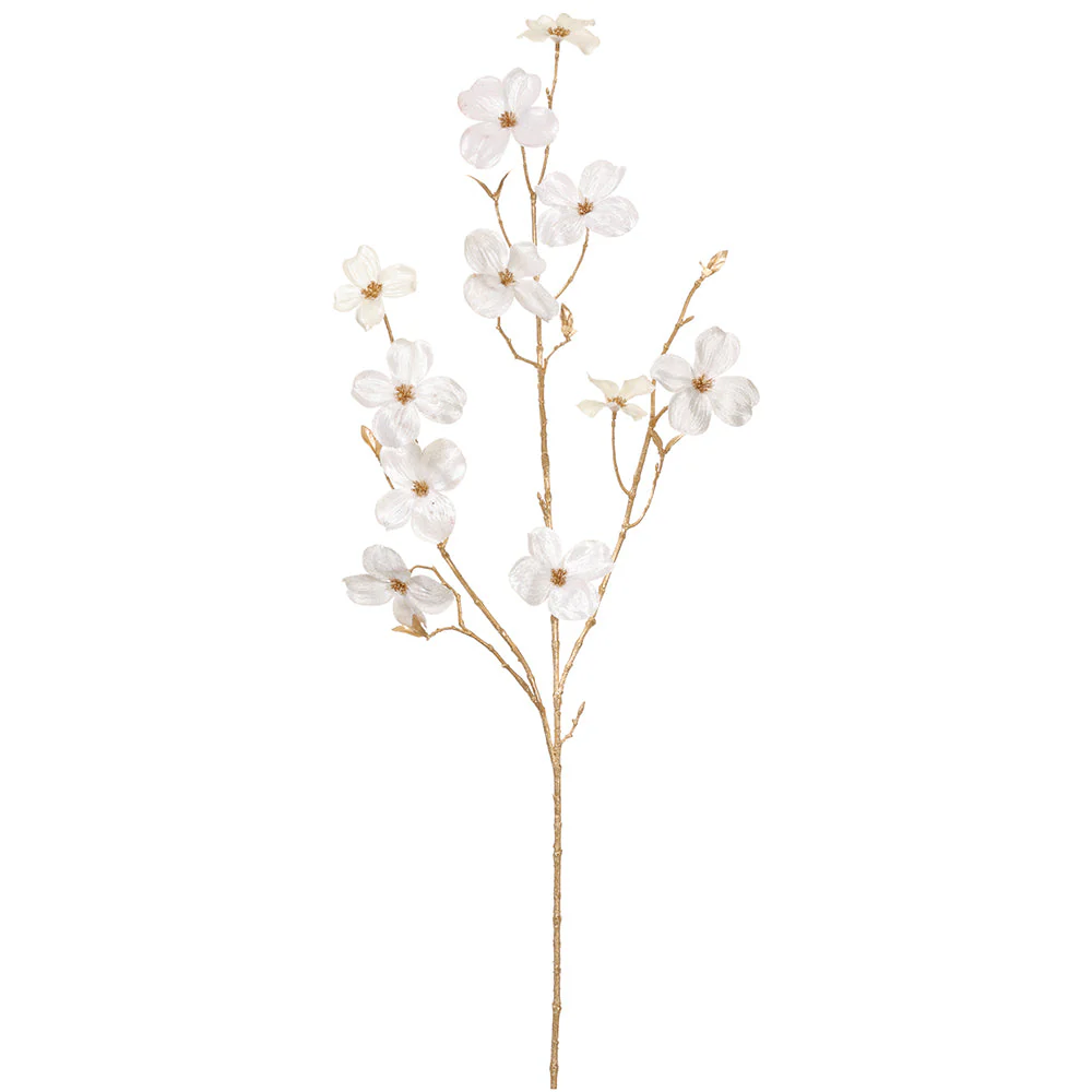 40" Velvet Artificial Dogwood Blossom Flower Stem -Cream (Pack of 12)