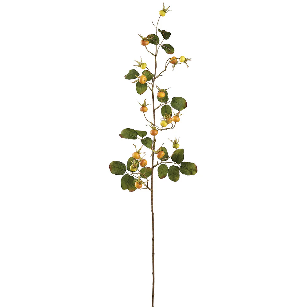 41" Artificial Rosehip Berry Stem -Yellow/Orange (Pack of 12)
