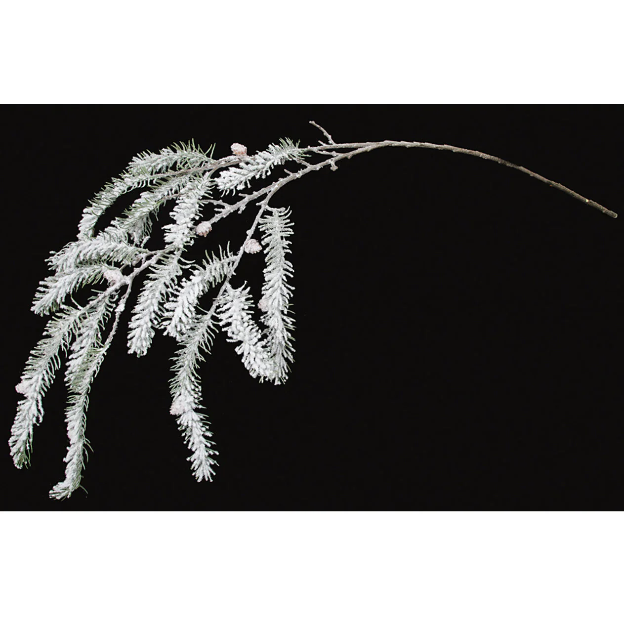 41" Artificial Snowy Pine & Pinecone Stem -White/Green (Pack of 12)
